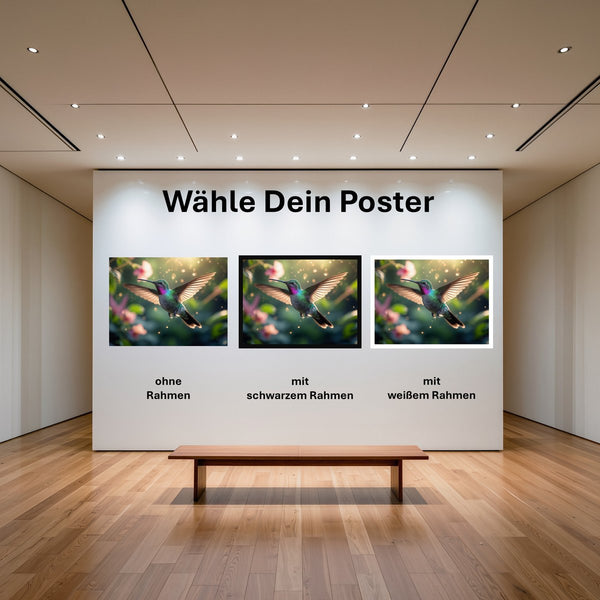 Poster Schwebender Kolibri mit und ohne Rahmen