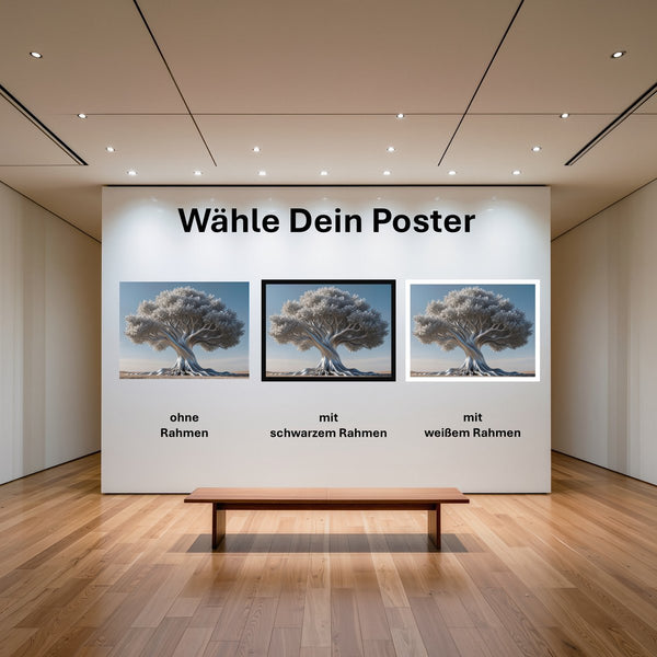 Poster Silberner Baum mit und ohne Rahmen